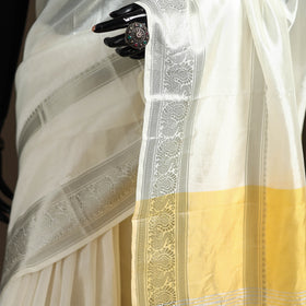 White - Pure Handwoven Mangalagiri Silk Cotton Pattu Saree with Zari Border 30