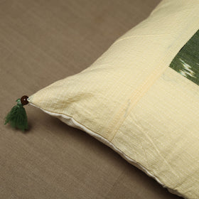 Yellow - Kantha Stitch Ikat Cotton Cushion Cover (16 x 16 in) 15