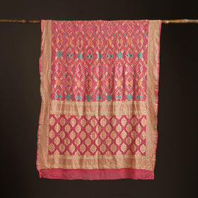Kutch Bandhani Fine Georgette Banarasi Neem Zari Jaal Saree 04