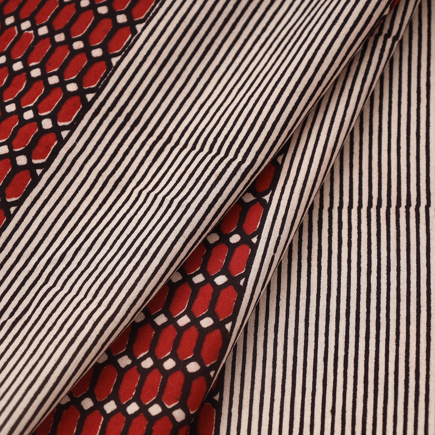 Red Bagh Hand Block Print Natural Dyed Cotton Fabric