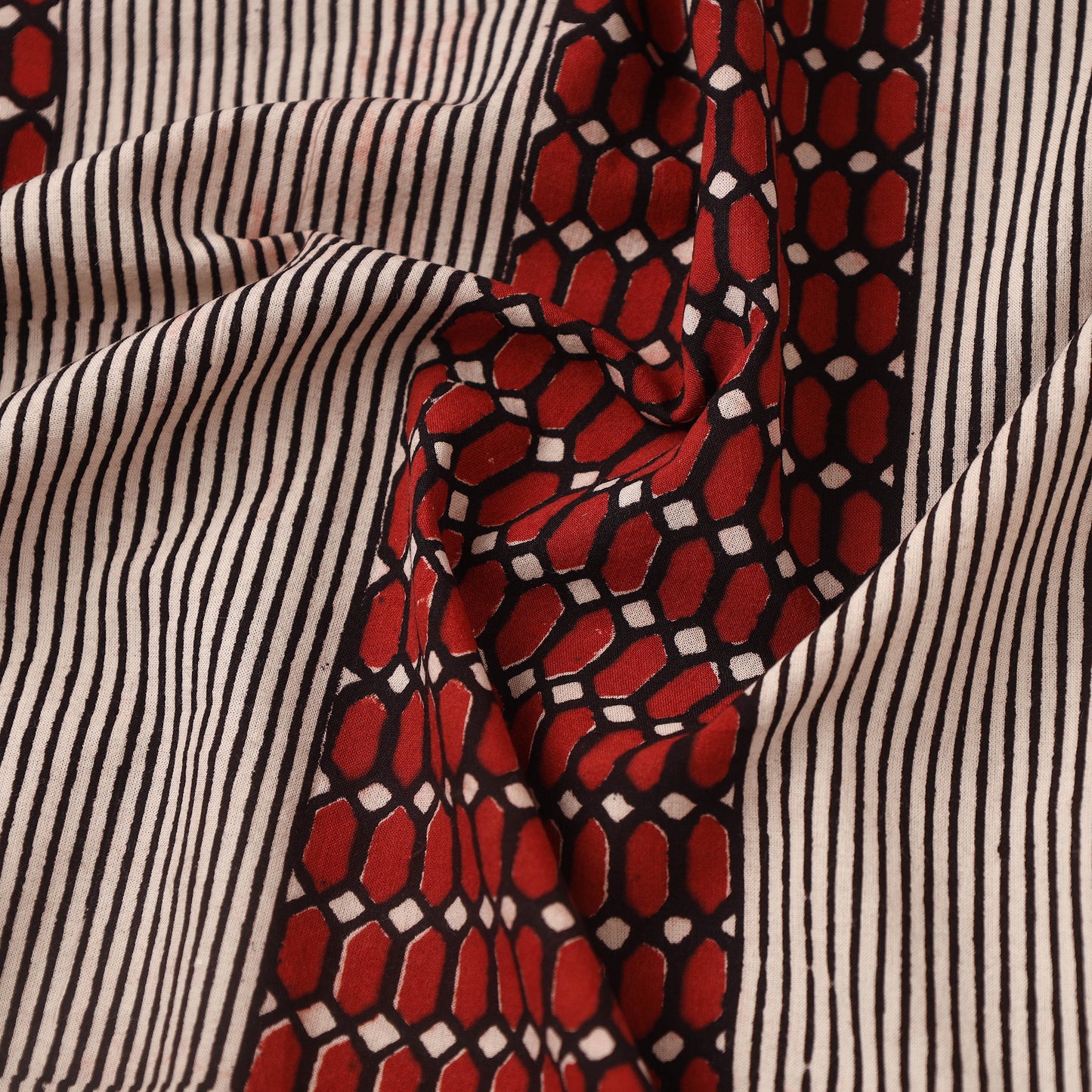 Red Bagh Hand Block Print Natural Dyed Cotton Fabric