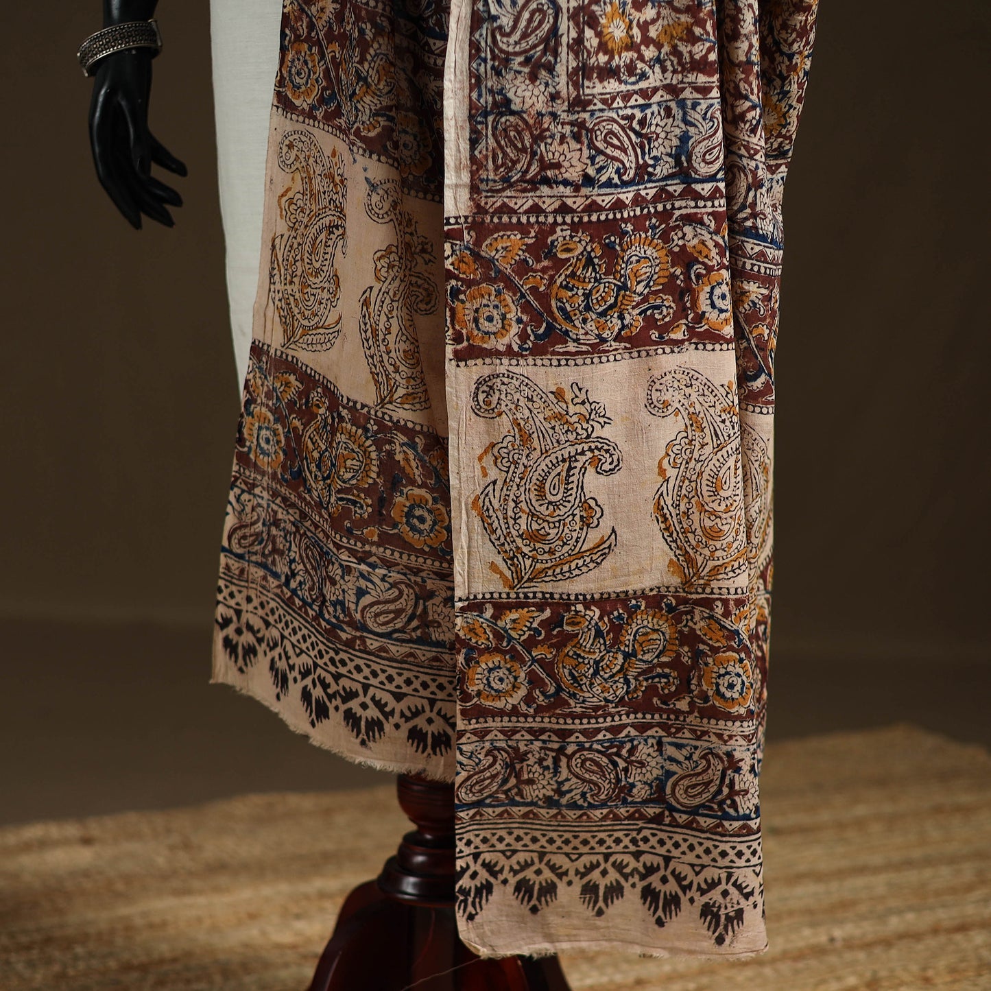 Kalamkari Hand Block Print Natural Dyed Cotton Dupatta 87