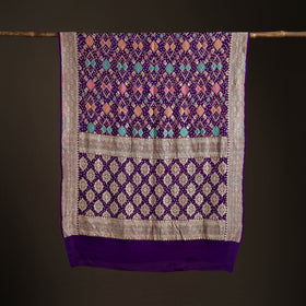 Kutch Bandhani Fine Georgette Banarasi Neem Zari Jaal Saree 03