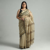 Brown - Traditional Maheshwari Silk Handloom Zari Work Saree 28