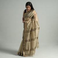 Brown - Traditional Maheshwari Silk Handloom Zari Work Saree 28