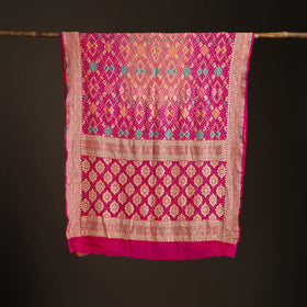 Kutch Bandhani Fine Georgette Banarasi Neem Zari Jaal Saree 02