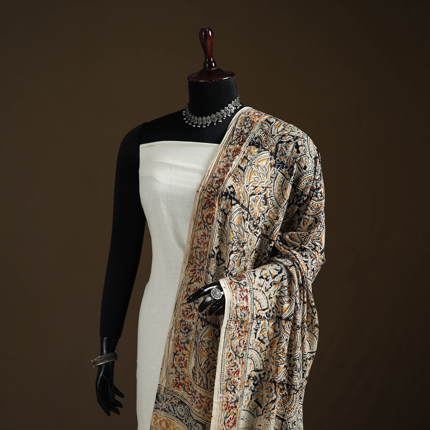Kalamkari Hand Block Print Natural Dyed Cotton Dupatta 88