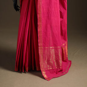 Pink - Pure Handwoven Mangalagiri Cotton Saree with Nizam Zari Border 31