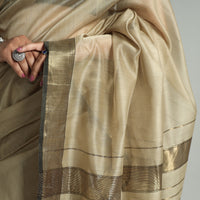 Brown - Traditional Maheshwari Silk Handloom Zari Work Saree 28