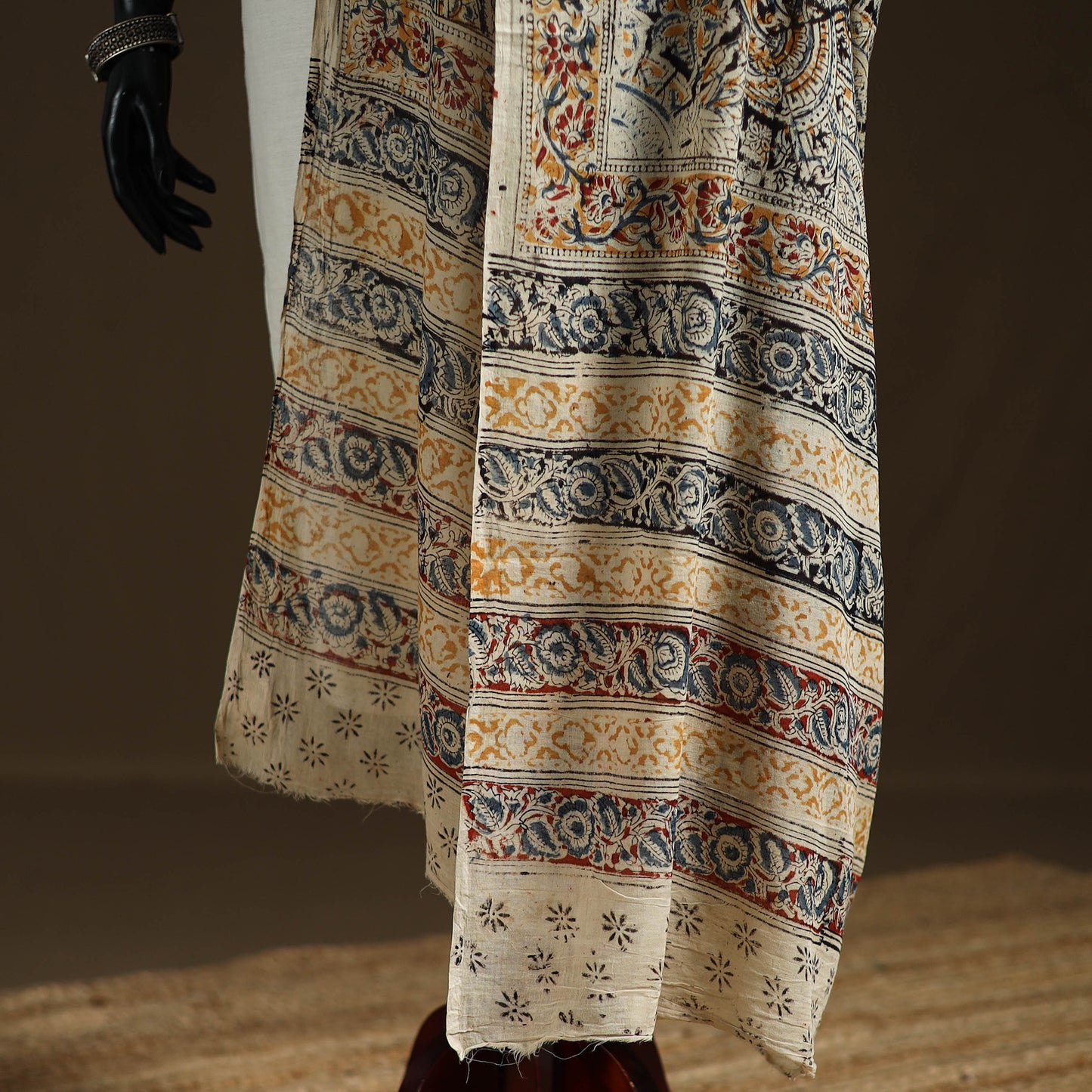 Kalamkari Hand Block Print Natural Dyed Cotton Dupatta 88