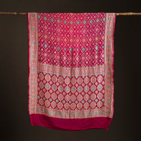 Kutch Bandhani Fine Georgette Banarasi Neem Zari Jaal Saree 01
