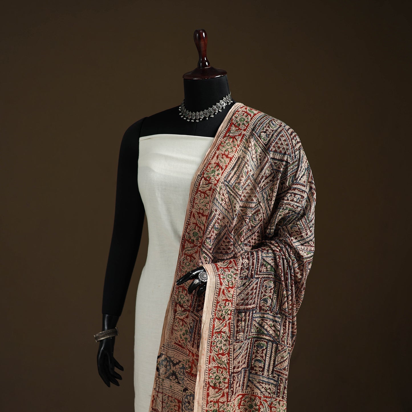 Kalamkari Hand Block Print Natural Dyed Cotton Dupatta 89