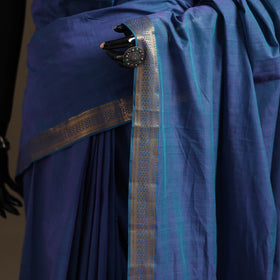 Blue - Pure Handwoven Mangalagiri Cotton Saree with Nizam Zari Border 32
