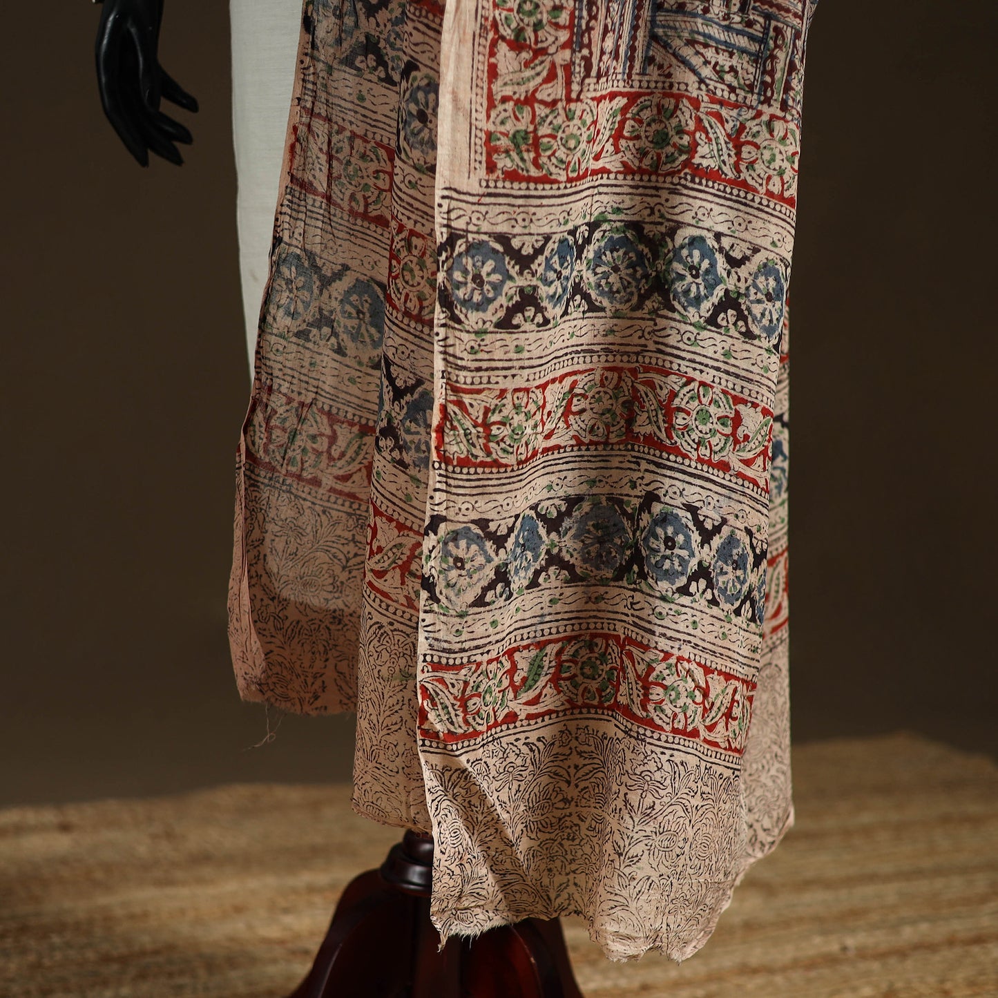 Kalamkari Hand Block Print Natural Dyed Cotton Dupatta 89