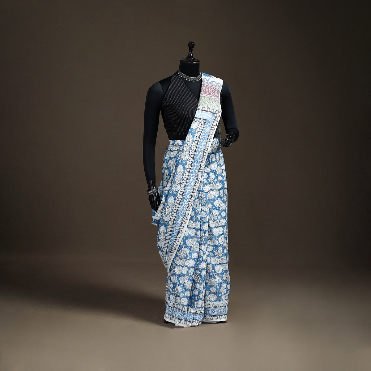 Sanganeri Hand Block Print Pure Mul Cotton Ready To Wear Saree 60
