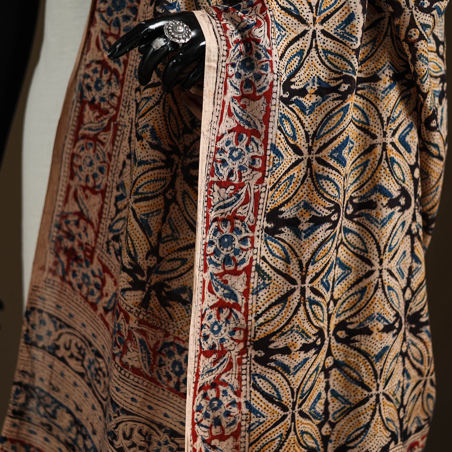 Kalamkari Hand Block Print Natural Dyed Cotton Dupatta 90
