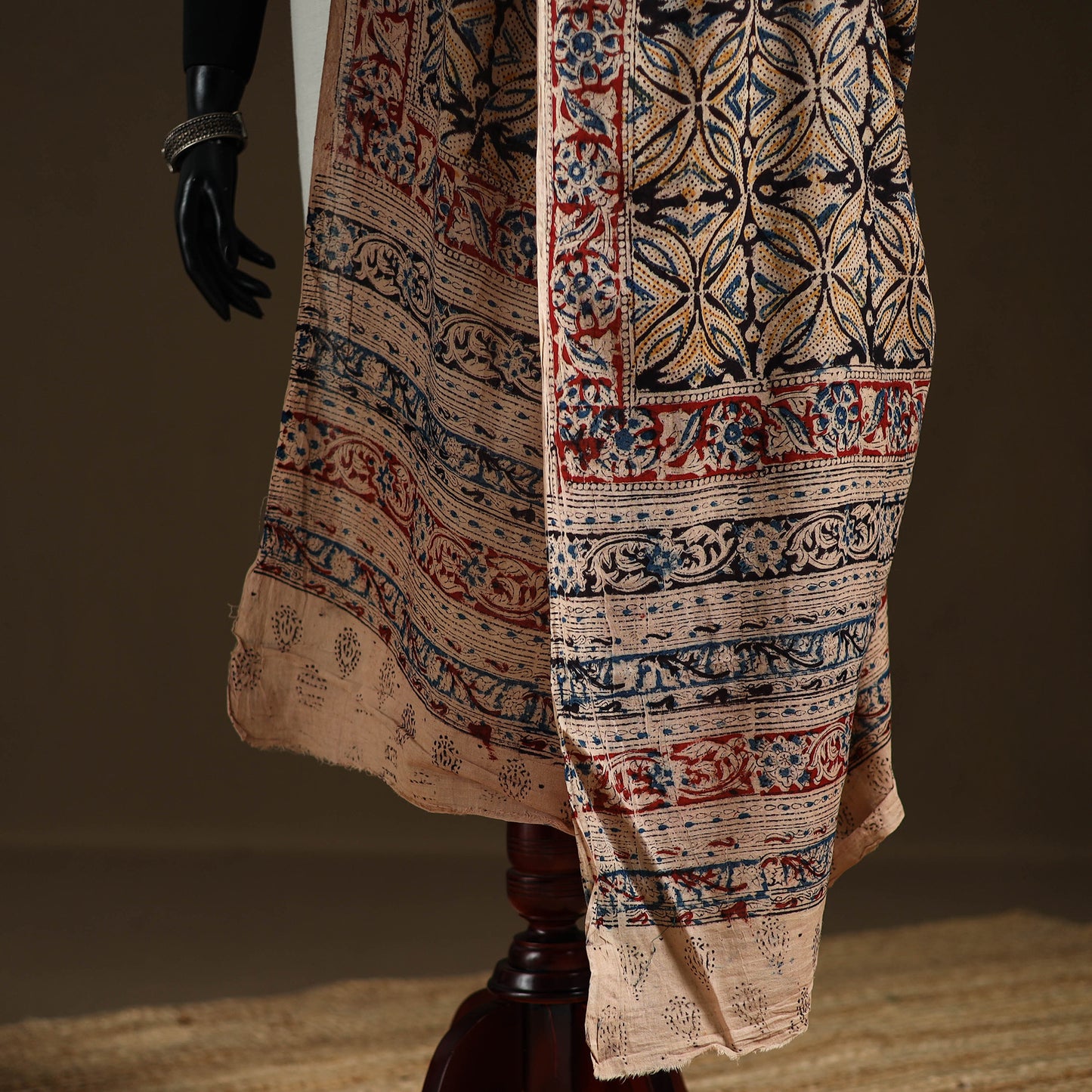 Kalamkari Hand Block Print Natural Dyed Cotton Dupatta 90