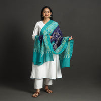 Blue - Kutch Tie-Dye Cotton Bandhani Dupatta 10