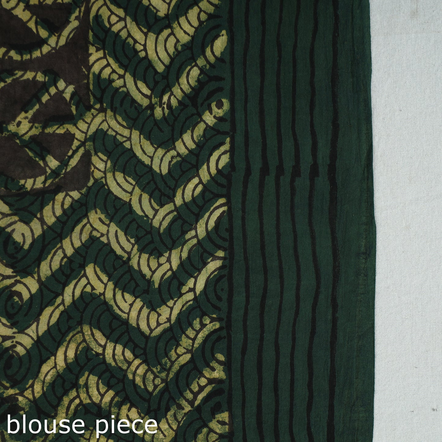 Green - Bindaas Art Block Printed Natural Dyed Cotton Saree 25