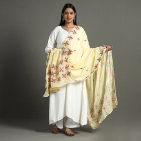  Traditional Phulkari Hand Embroidered Semi Silk Chinnon Dupatta 