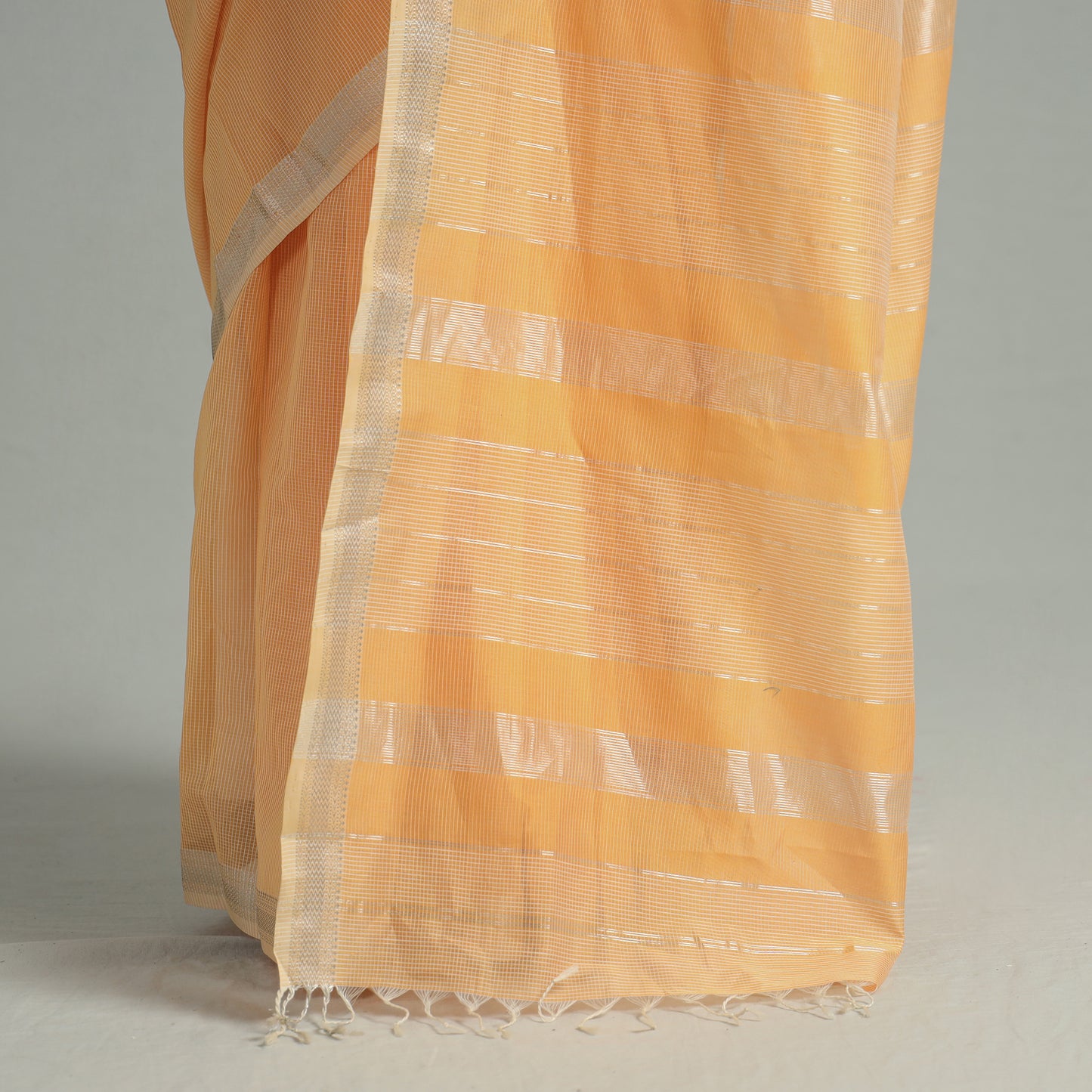 Orange - Traditional Maheshwari Silk Handloom Zari Work Saree 29