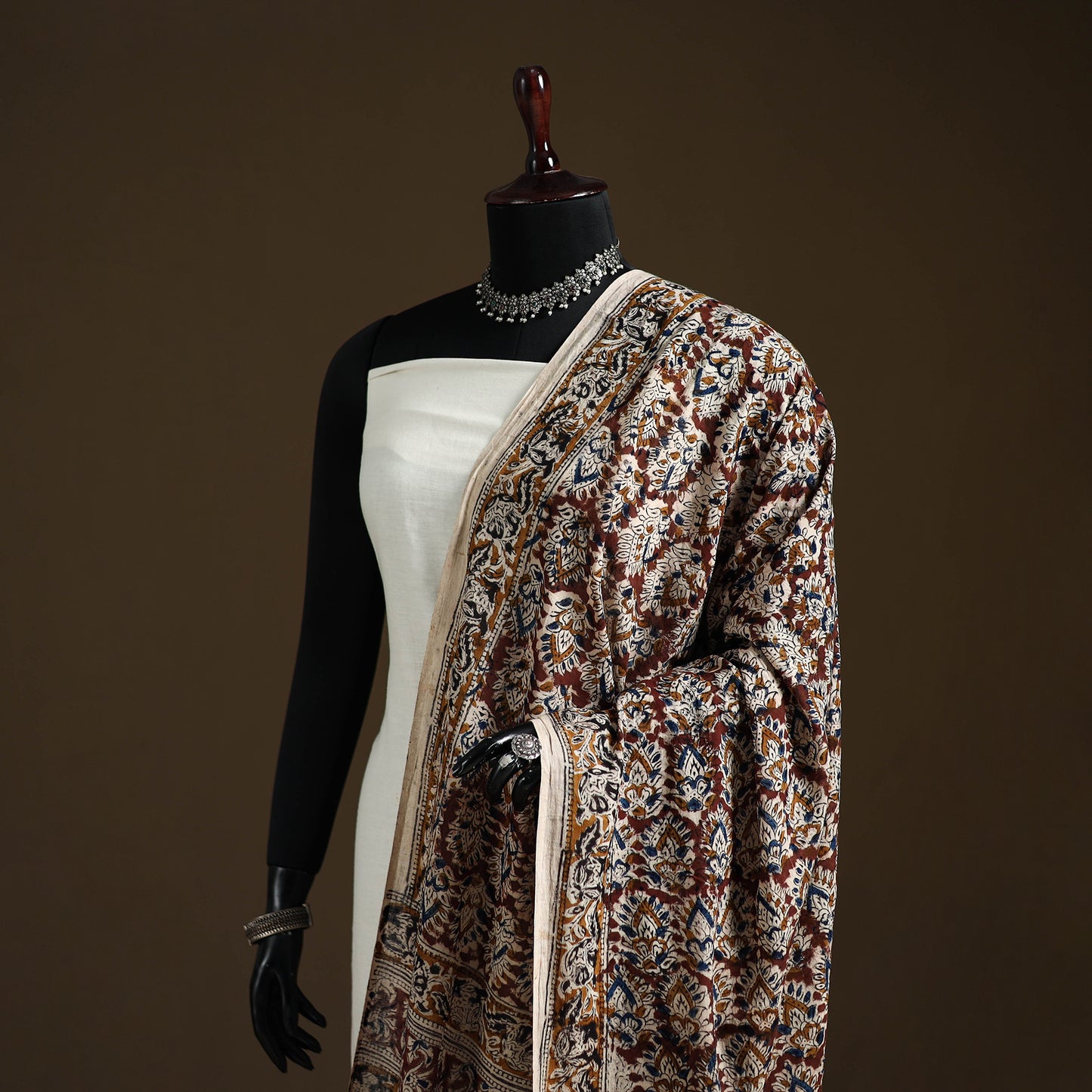 Kalamkari Hand Block Print Natural Dyed Cotton Dupatta 92