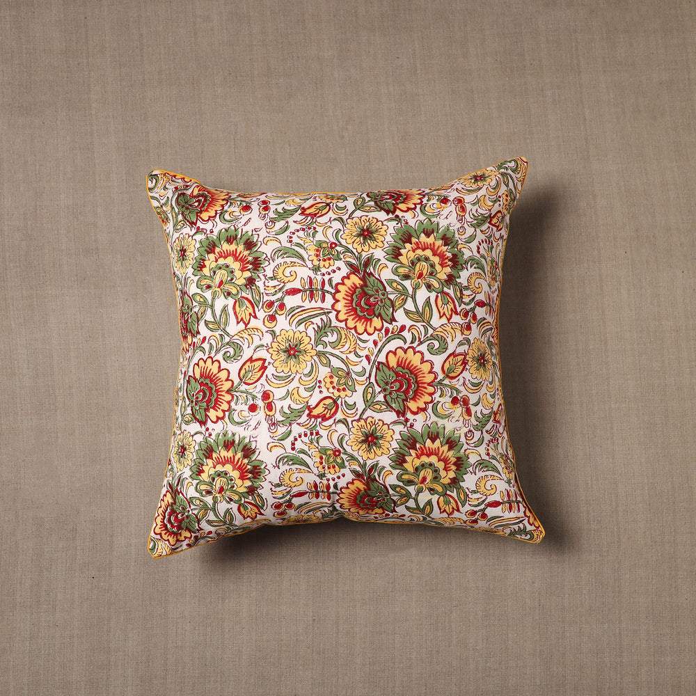 Multicolor - Sanganeri Block Print Cotton Cushion Cover (16 x 16 in) 13