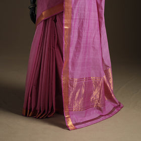 Pink - Pure Handwoven Mangalagiri Cotton Saree with Nizam Zari Border 34