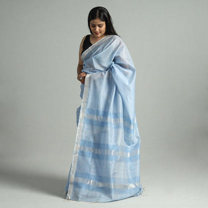 Blue - Traditional Maheshwari Silk Handloom Zari Work Saree 30