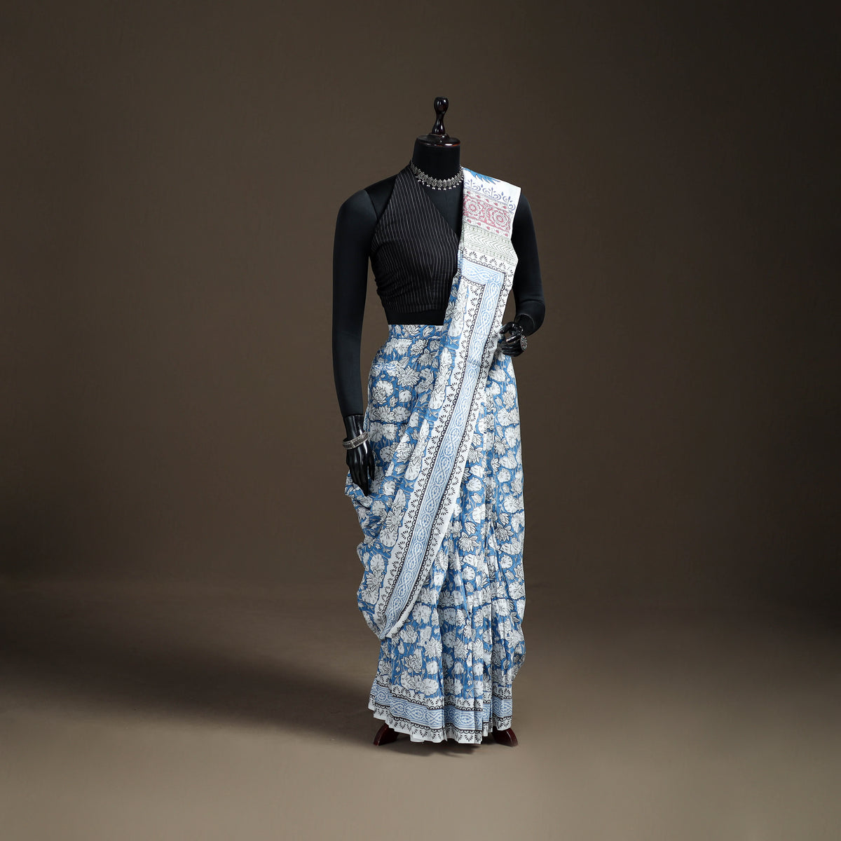 Sanganeri Hand Block Print Pure Mul Cotton Ready To Wear Saree 62