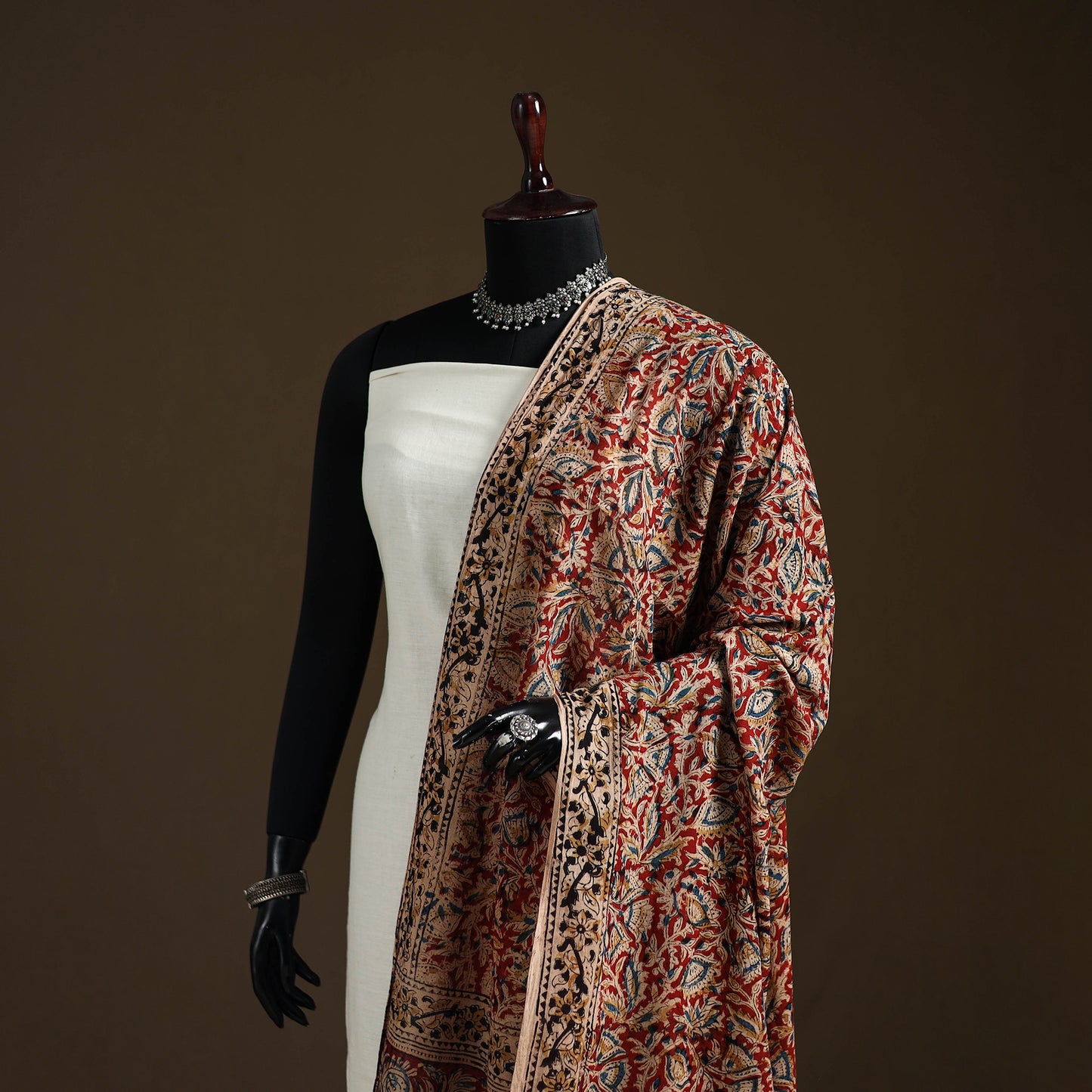 Kalamkari Hand Block Print Natural Dyed Cotton Dupatta 93