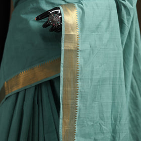 Green - Pure Handwoven Mangalagiri Cotton Saree with Nizam Zari Border 35