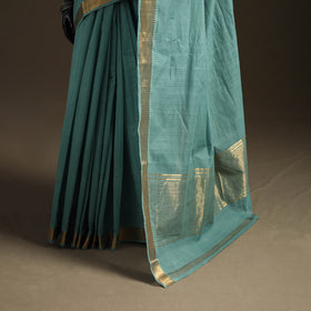 Green - Pure Handwoven Mangalagiri Cotton Saree with Nizam Zari Border 35