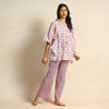  Hand Block Printed Cotton Kaftan & Pyjama Night Suit Set 