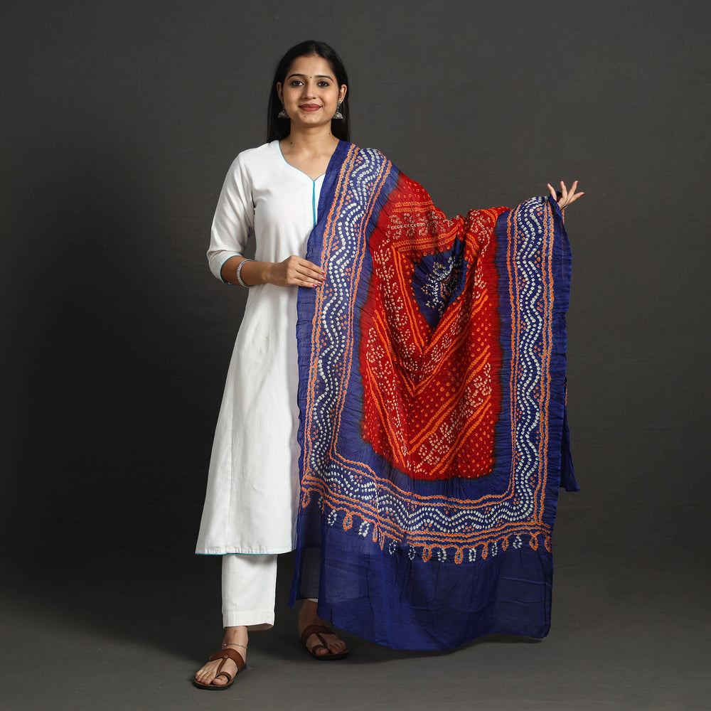 Red - Kutch Tie-Dye Cotton Bandhani Dupatta 15