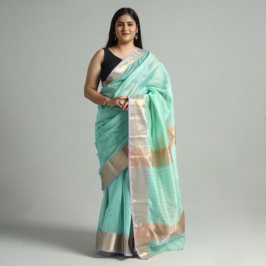 Green - Traditional Maheshwari Silk Handloom Zari Work Saree 31