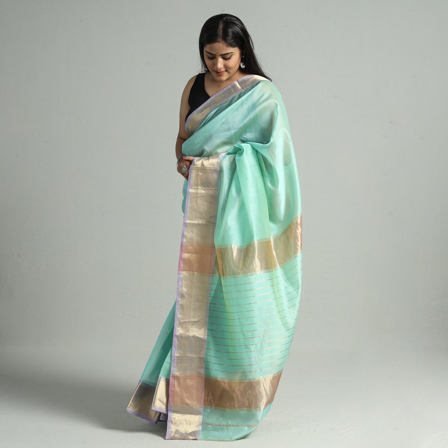 Green - Traditional Maheshwari Silk Handloom Zari Work Saree 31