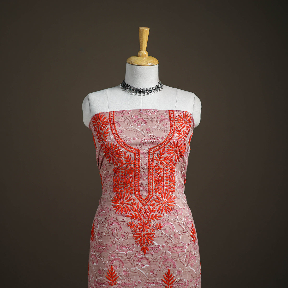 Lucknowi Chikankari Hand Embroidered Cotton Unstitched Kurta Material (2.5M) 34