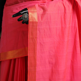 Pink - Pure Handwoven Mangalagiri Cotton Saree with Nizam Zari Border 36