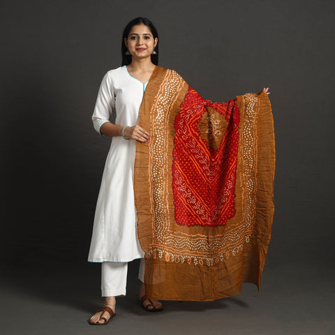 Brown - Kutch Tie-Dye Cotton Bandhani Dupatta 16