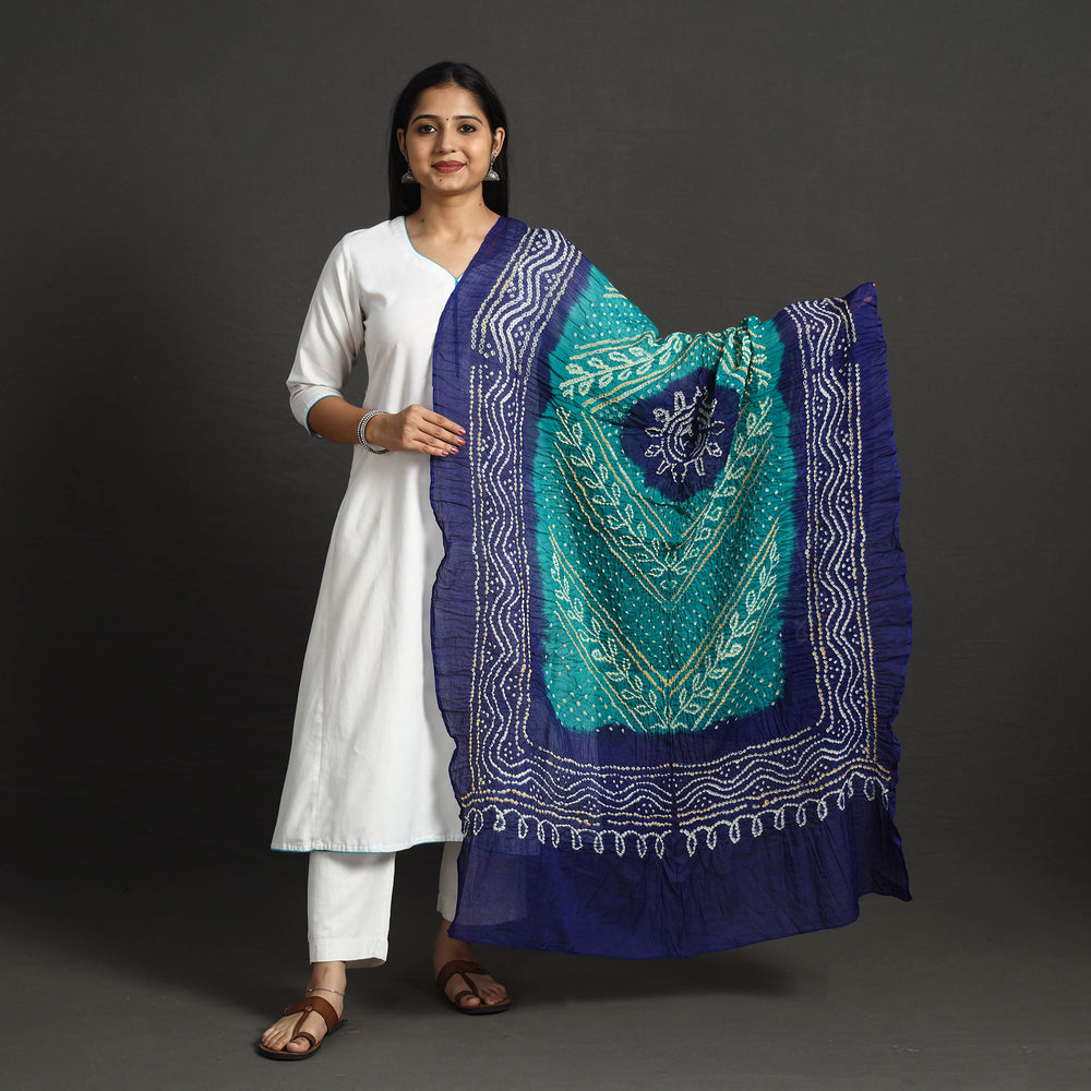 Green - Kutch Tie-Dye Cotton Bandhani Dupatta 17