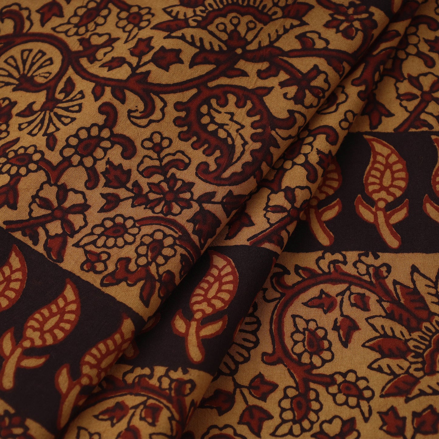 Brown Bagh Hand Block Print Natural Dyed Cotton Fabric
