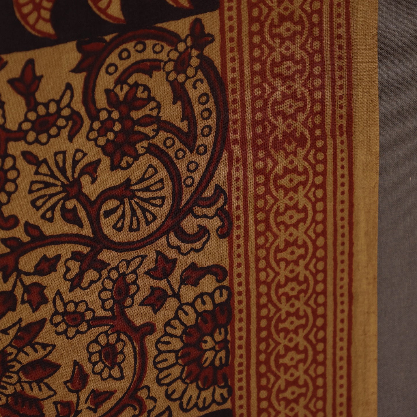 Brown Bagh Hand Block Print Natural Dyed Cotton Fabric