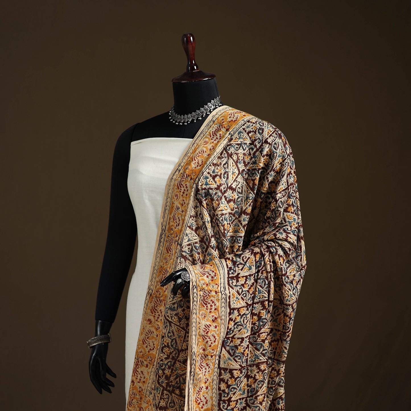 Kalamkari Hand Block Print Natural Dyed Cotton Dupatta 96