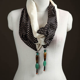 Ajrakh Block Print Scarf with Latkan 03