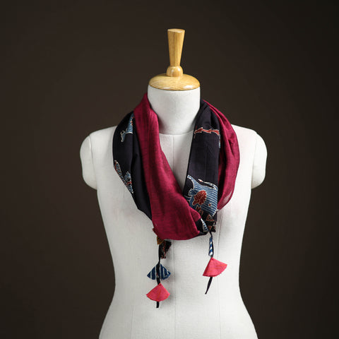 Ajrakh Block Print Scarf with Tassels 04