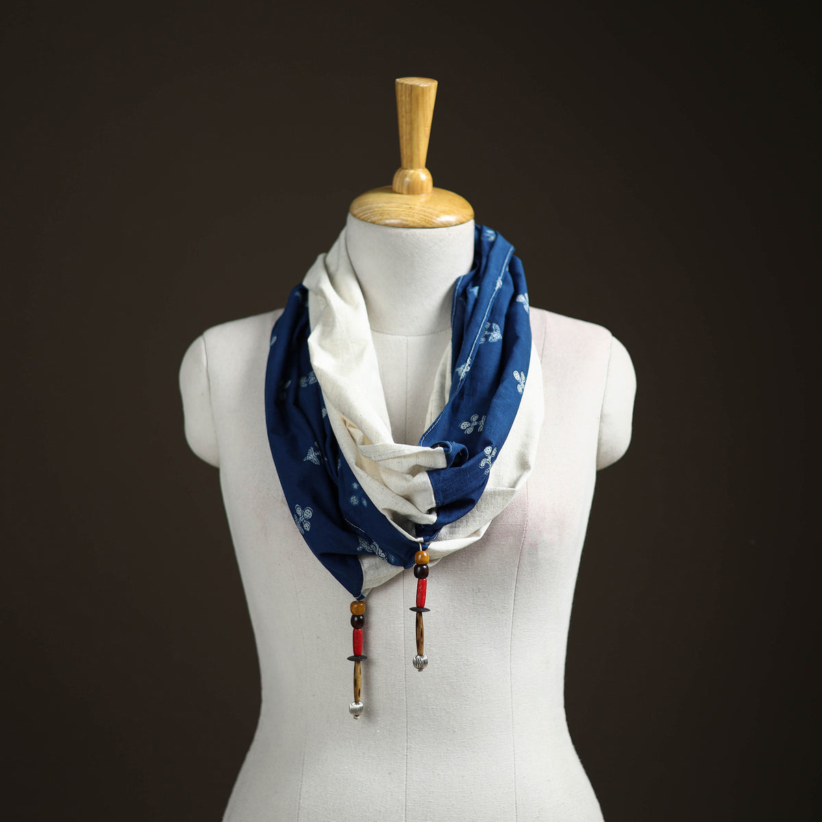 Akola Block Print Scarf with Latkan 07