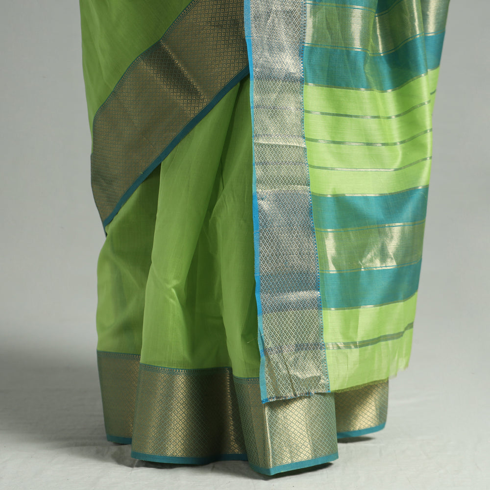 Green - Traditional Maheshwari Silk Handloom Zari Work Saree 32