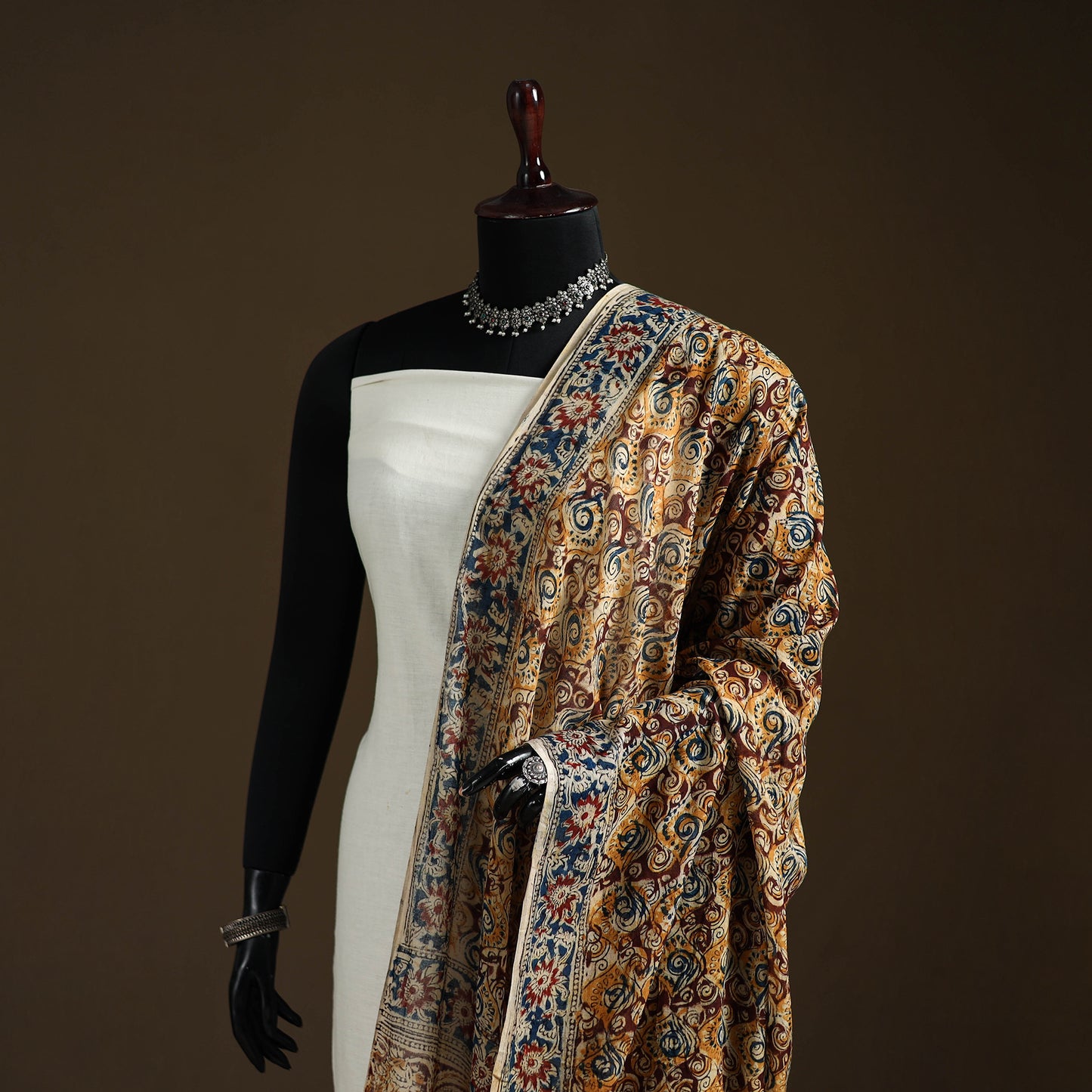 Kalamkari Hand Block Print Natural Dyed Cotton Dupatta 98