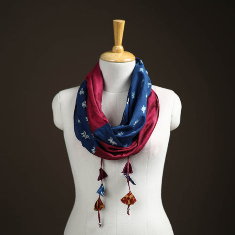 Hand Block Print Scarf with Tassels 09